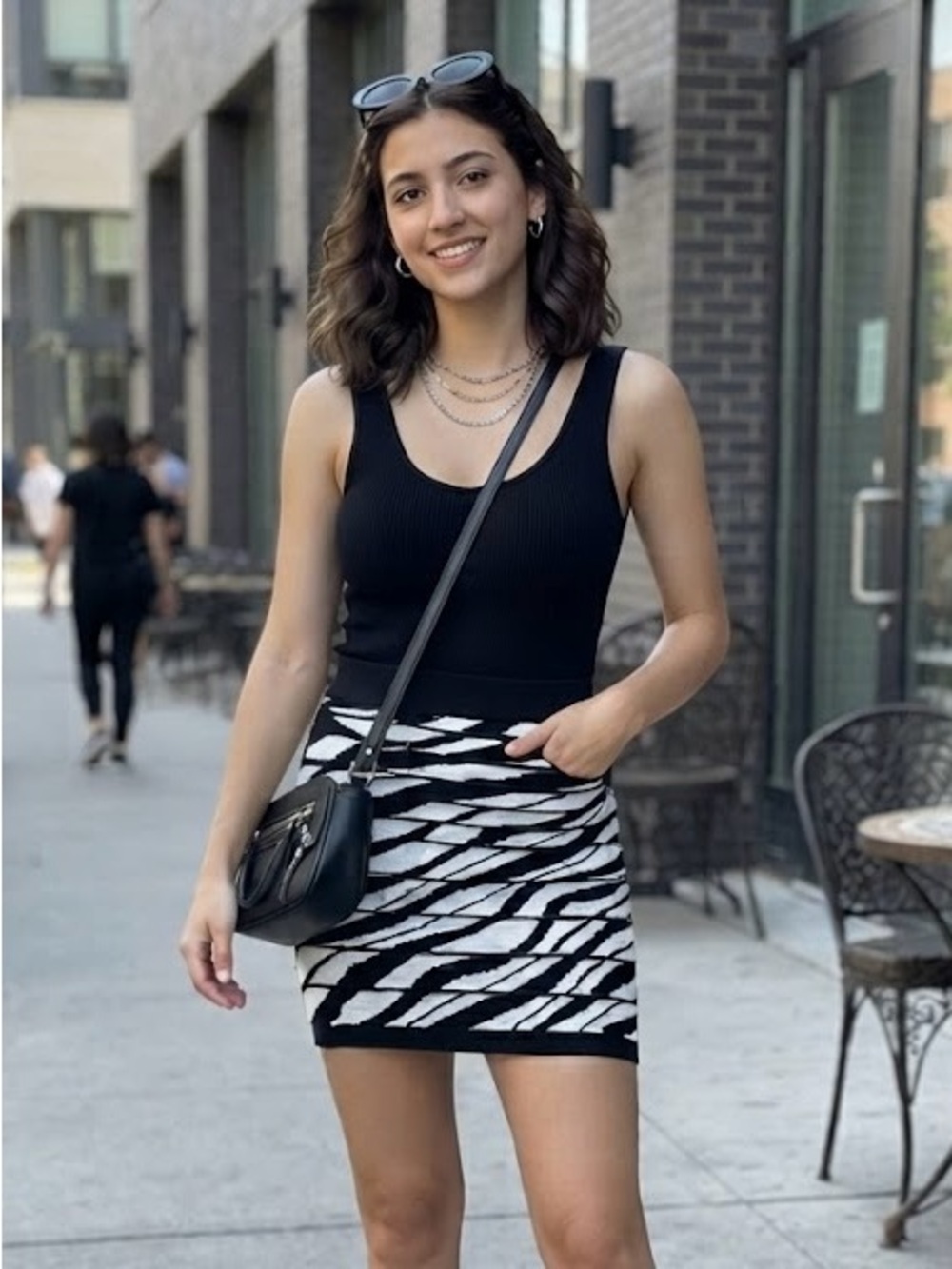 NWT Forever 21 Black White Zebra Print Ribbed Mini Skirt Animal Print Bodycon